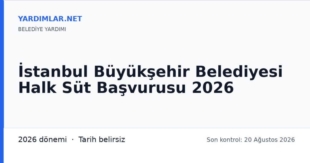 İstanbul Büyükşehir Belediyesi Halk Süt Başvurusu 2026