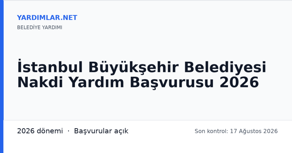 İstanbul Büyükşehir Belediyesi Nakdi Yardım Başvurusu 2026