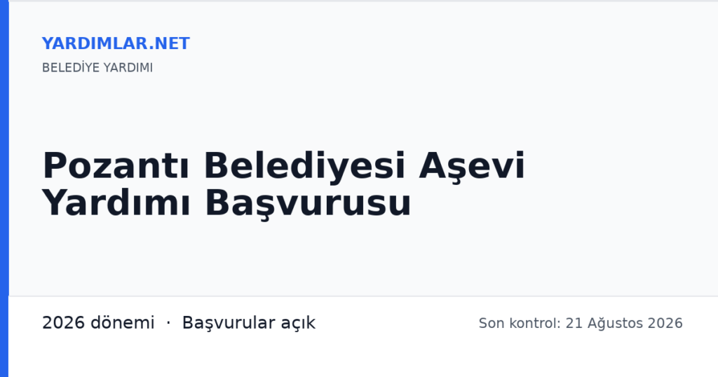 Pozantı Belediyesi Aşevi Yardımı Başvurusu