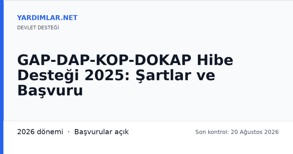 GAP-DAP-KOP-DOKAP Hibe Desteği 2025: Şartlar ve Başvuru