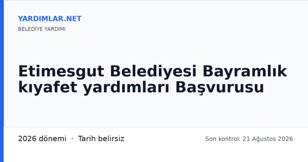 Etimesgut Belediyesi Bayramlık kıyafet yardımları Başvurusu