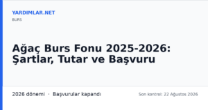 Ağaç Burs Fonu 2025-2026: Şartlar, Tutar ve Başvuru