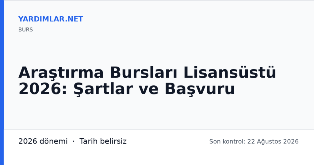 Araştırma Bursları Lisansüstü 2026: Şartlar ve Başvuru