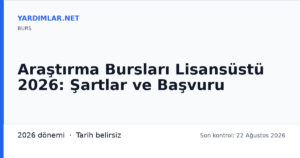 Araştırma Bursları Lisansüstü 2026: Şartlar ve Başvuru