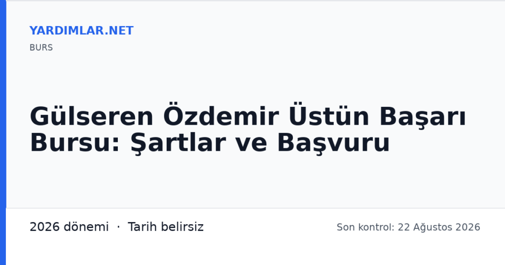 Gülseren Özdemir Üstün Başarı Bursu: Şartlar ve Başvuru