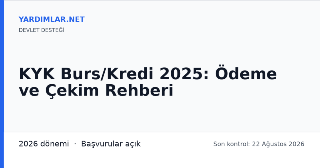 KYK Burs/Kredi 2025: Ödeme ve Çekim Rehberi