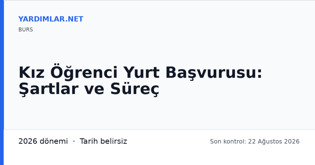 Kız Öğrenci Yurt Başvurusu: Şartlar ve Süreç
