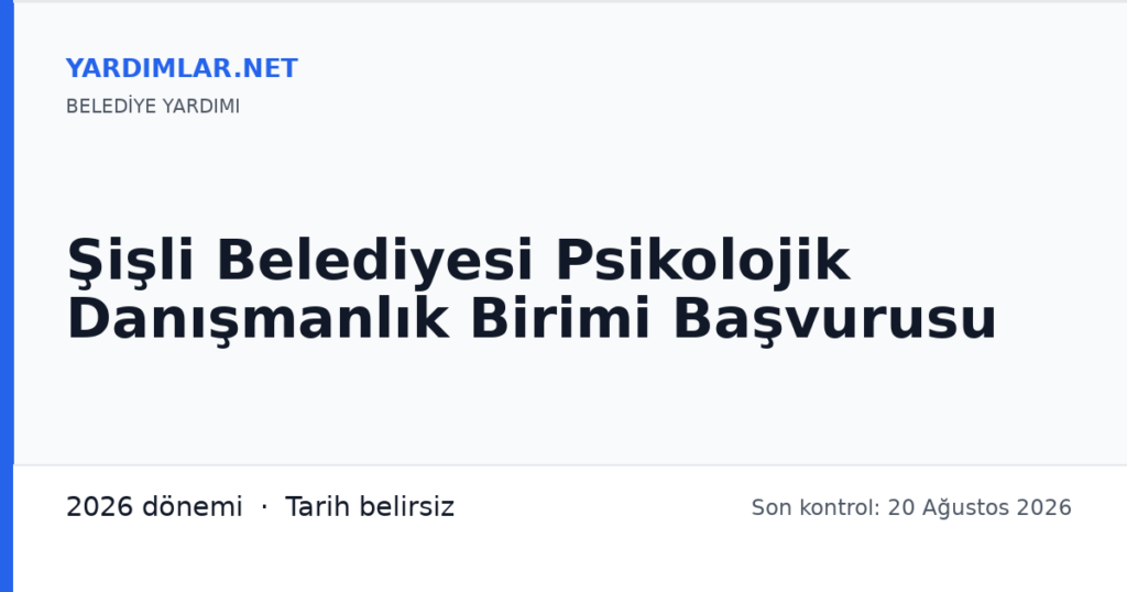 Şişli Belediyesi Psikolojik Danışmanlık Birimi Başvurusu