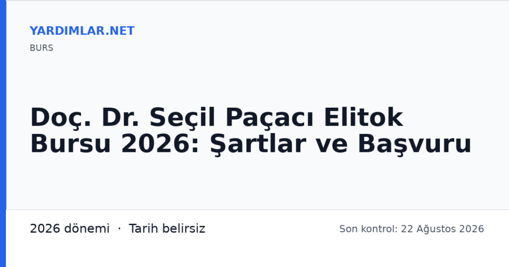 Doç. Dr. Seçil Paçacı Elitok Bursu 2026: Şartlar ve Başvuru