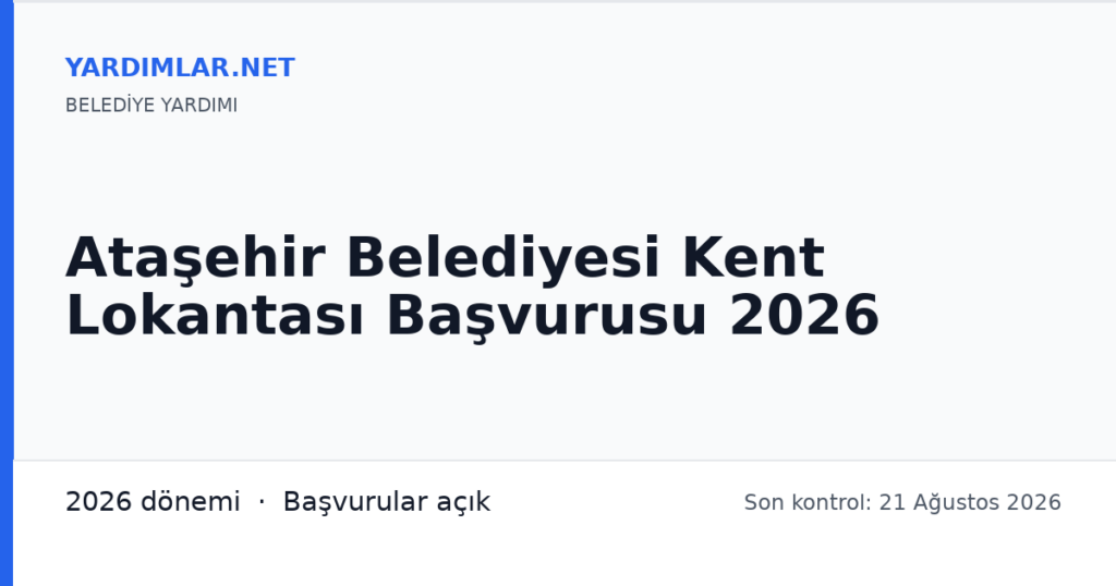 Ataşehir Belediyesi Kent Lokantası Başvurusu 2026