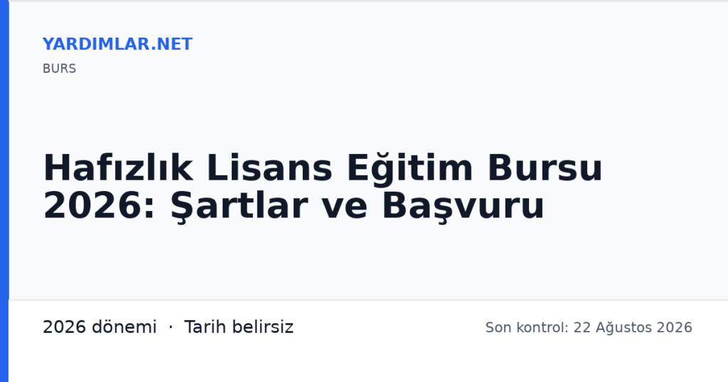 Hafızlık Lisans Eğitim Bursu 2026: Şartlar ve Başvuru