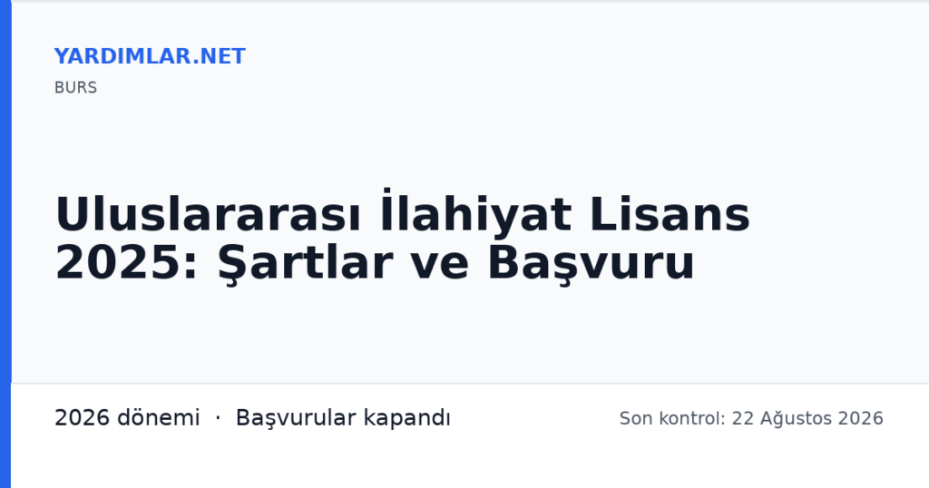 Uluslararası İlahiyat Lisans 2025: Şartlar ve Başvuru