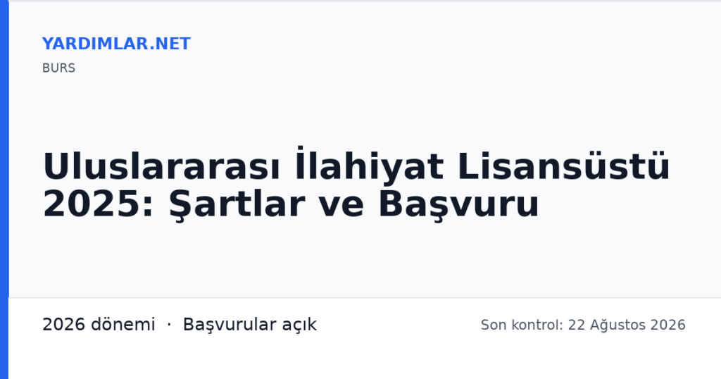 Uluslararası İlahiyat Lisansüstü 2025: Şartlar ve Başvuru