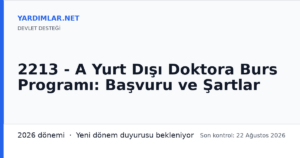 2213 - A Yurt Dışı Doktora Burs Programı: Başvuru ve Şartlar