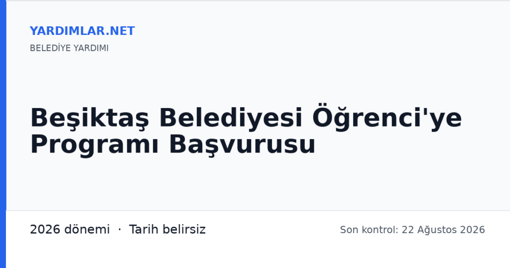 Beşiktaş Belediyesi Öğrenci'ye Programı Başvurusu