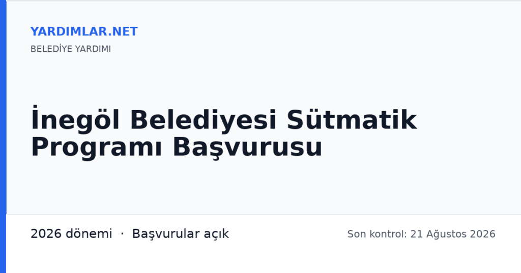 İnegöl Belediyesi Sütmatik Programı Başvurusu