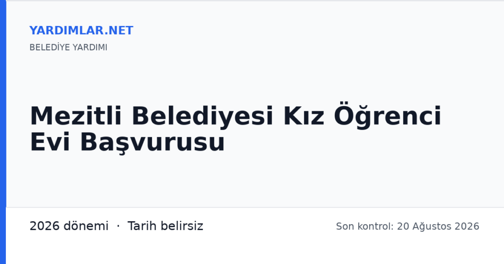 Mezitli Belediyesi Kız Öğrenci Evi Başvurusu