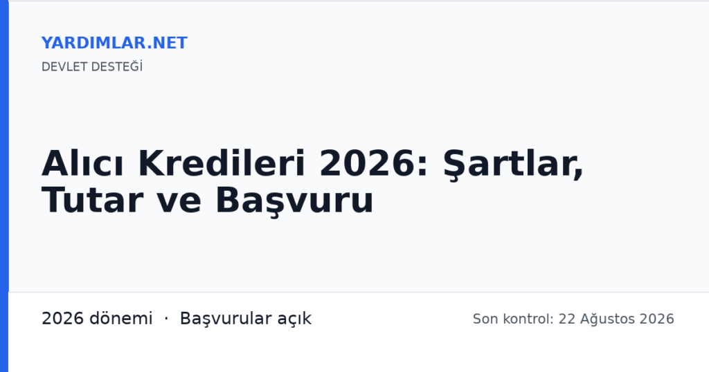 Alıcı Kredileri 2026: Şartlar, Tutar ve Başvuru