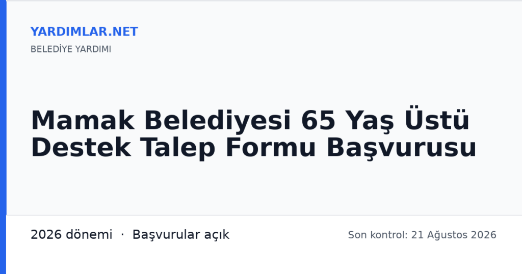 Mamak Belediyesi 65 Yaş Üstü Destek Talep Formu Başvurusu