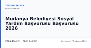 Mudanya Belediyesi Sosyal Yardım Başvurusu Başvurusu 2026