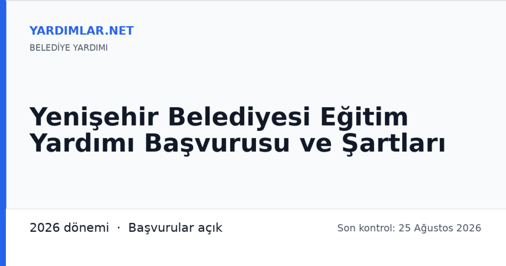 Yenişehir Belediyesi Eğitim Yardımı Başvurusu ve Şartları