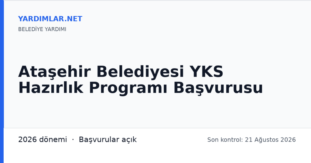 Ataşehir Belediyesi YKS Hazırlık Programı Başvurusu