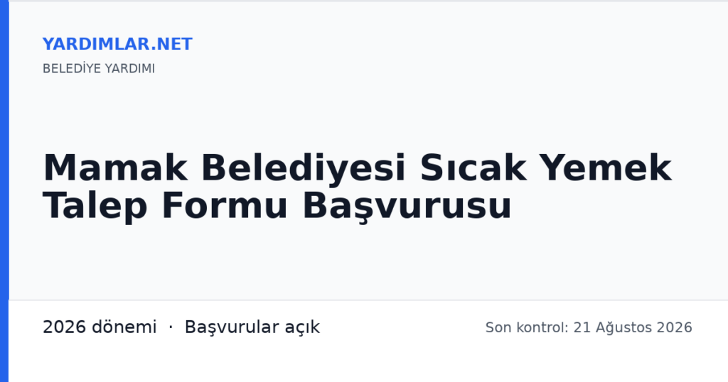 Mamak Belediyesi Sıcak Yemek Talep Formu Başvurusu