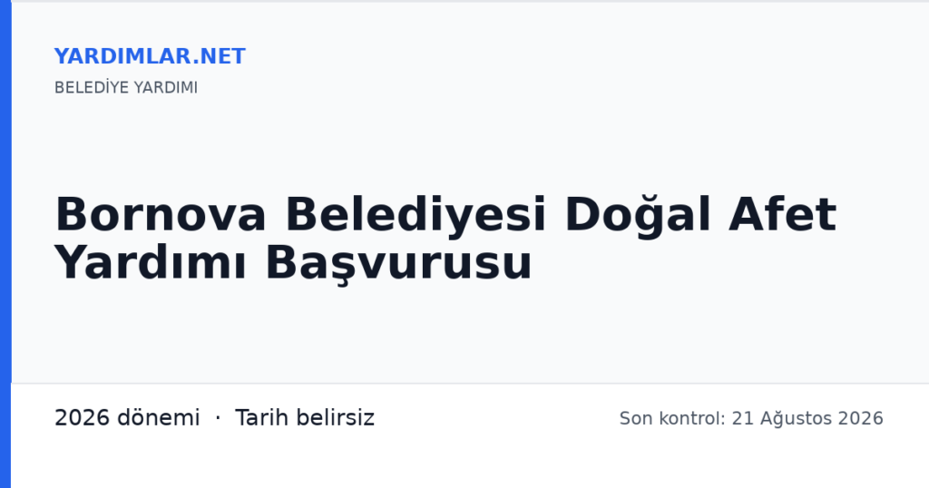Bornova Belediyesi Doğal Afet Yardımı Başvurusu