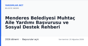 Menderes Belediyesi Muhtaç Aile Yardımı Başvurusu ve Sosyal Destek Rehberi