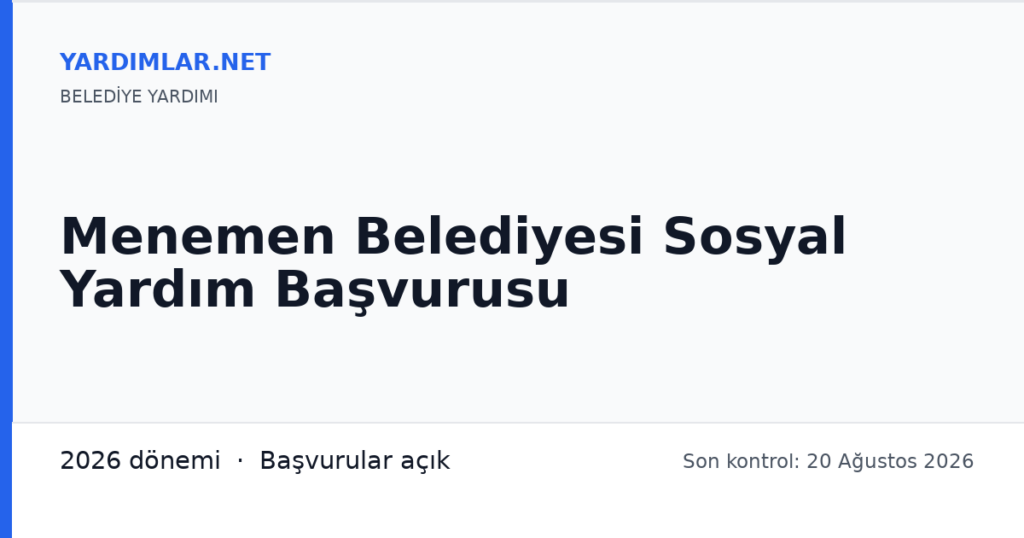 Menemen Belediyesi Sosyal Yardım Başvurusu