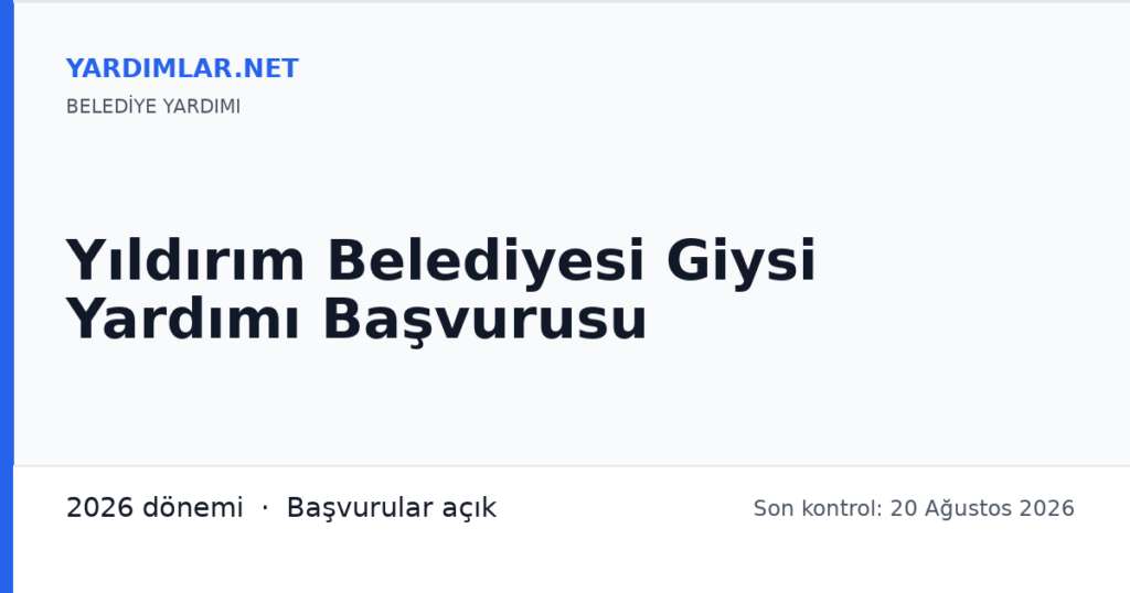 Yıldırım Belediyesi Giysi Yardımı Başvurusu