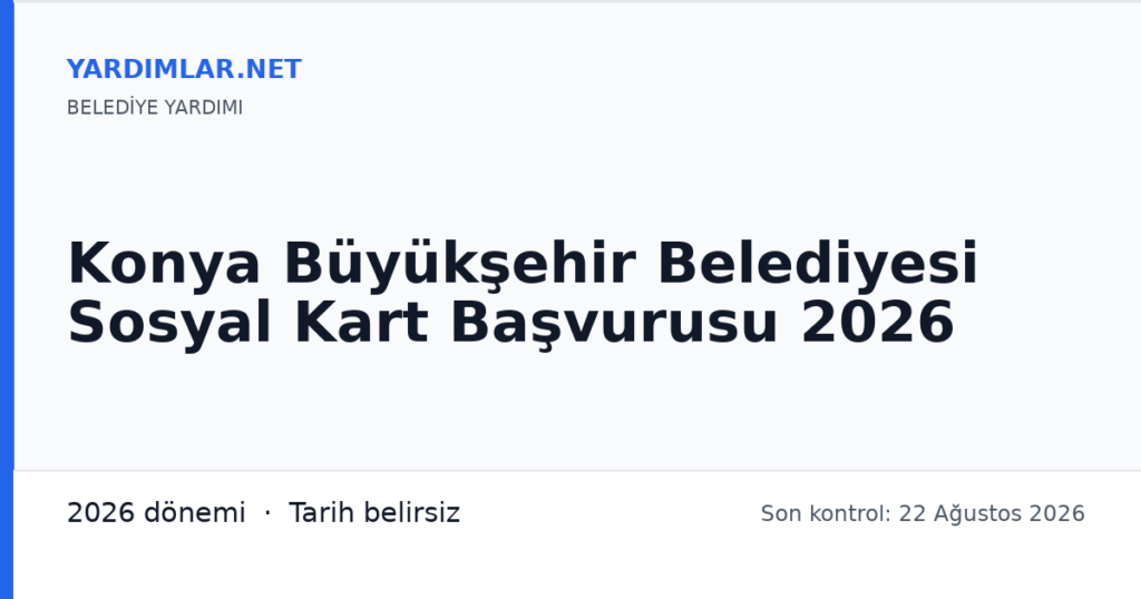 Konya Büyükşehir Belediyesi Sosyal Kart Başvurusu 2026