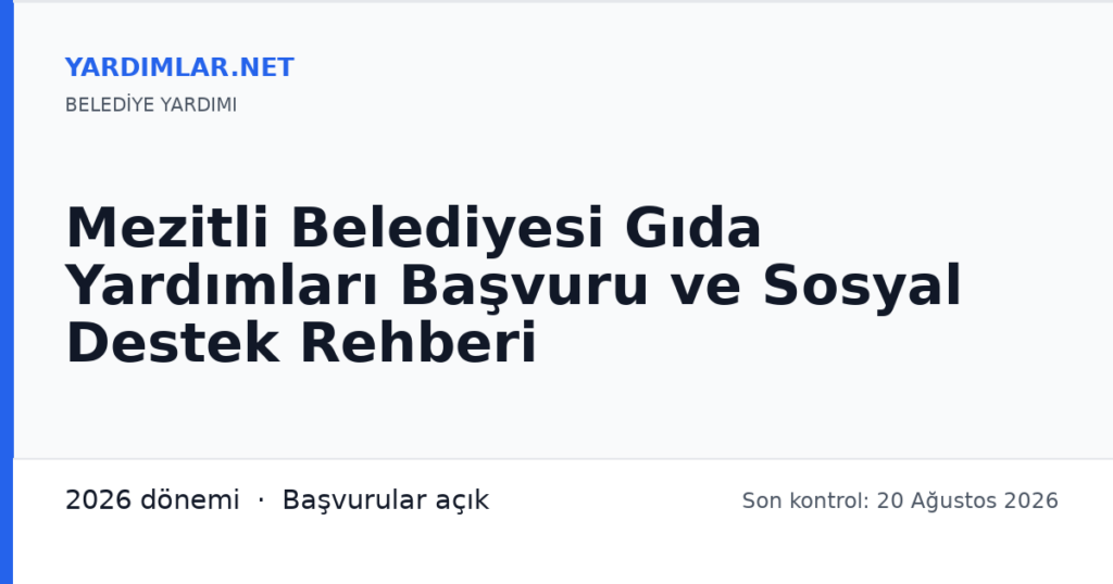 Mezitli Belediyesi Gıda Yardımları Başvuru ve Sosyal Destek Rehberi