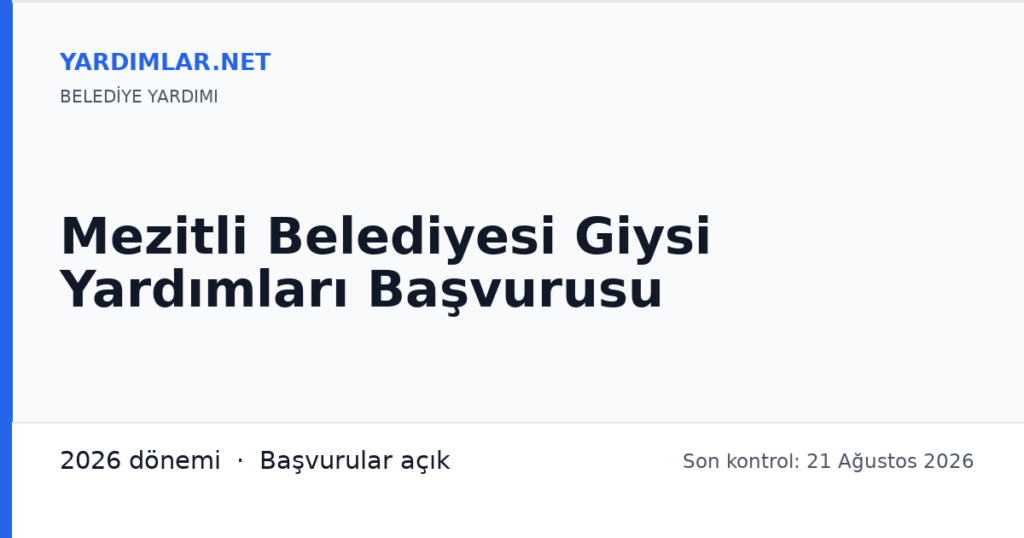 Mezitli Belediyesi Giysi Yardımları Başvurusu
