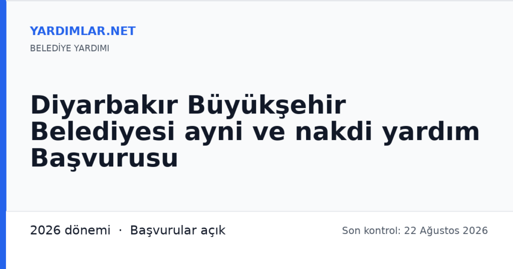 Diyarbakır Büyükşehir Belediyesi ayni ve nakdi yardım Başvurusu