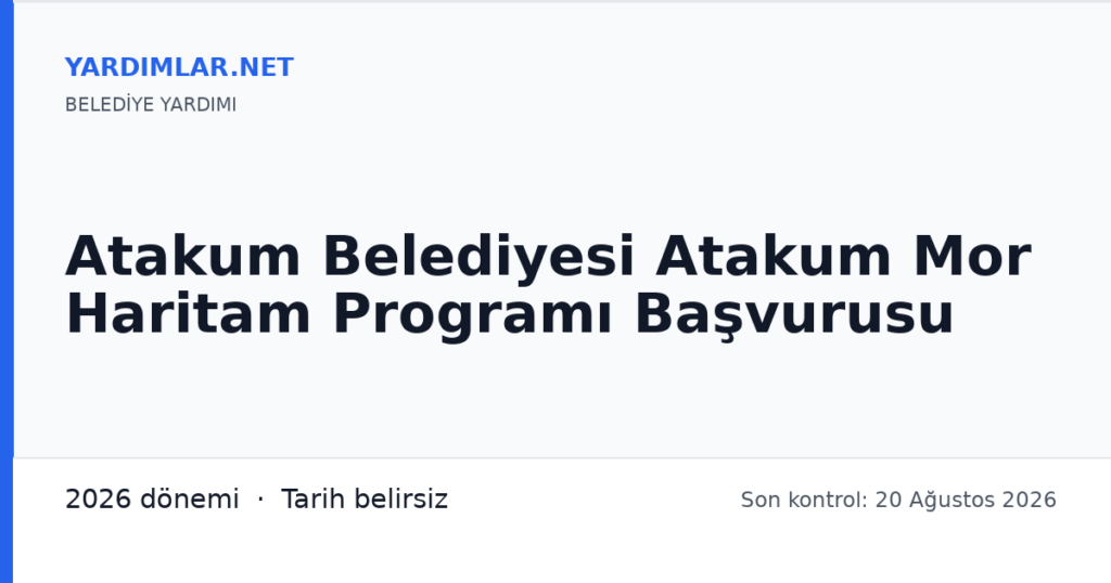 Atakum Belediyesi Atakum Mor Haritam Programı Başvurusu