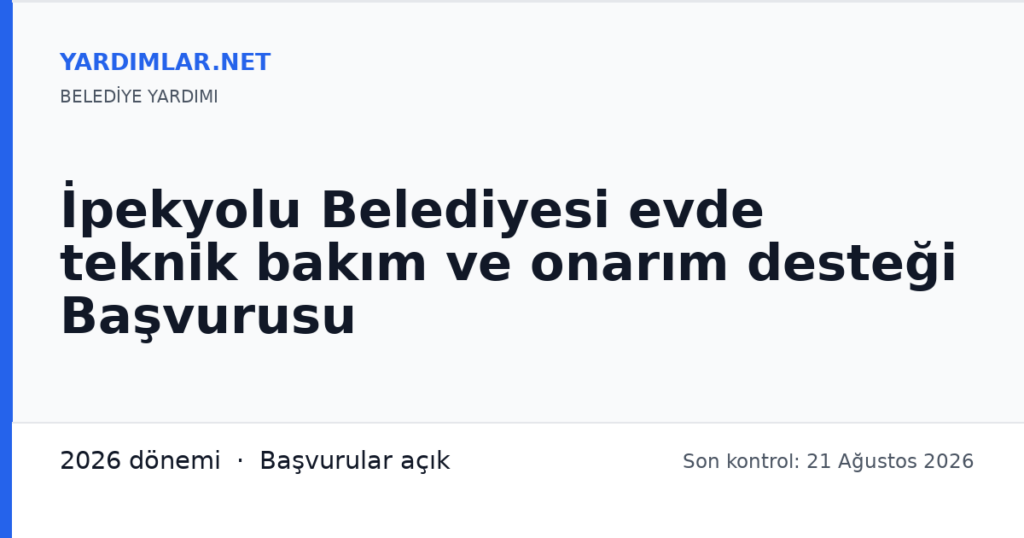 İpekyolu Belediyesi evde teknik bakım ve onarım desteği Başvurusu