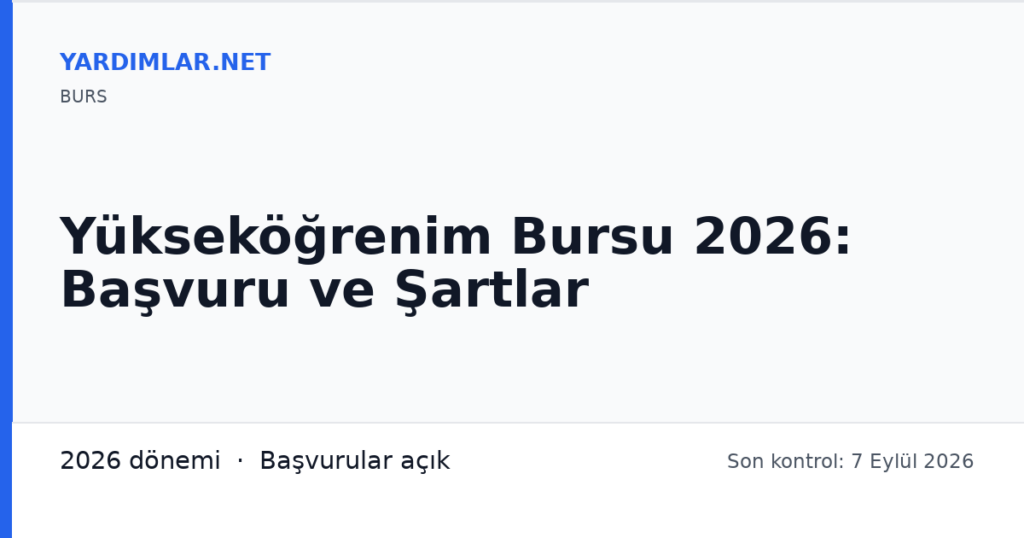 Yükseköğrenim Bursu 2026: Başvuru ve Şartlar