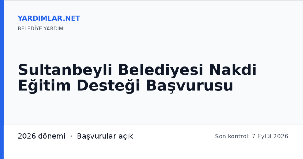 Sultanbeyli Belediyesi Nakdi Eğitim Desteği Başvurusu