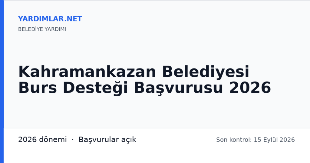 Kahramankazan Belediyesi Burs Desteği Başvurusu 2026