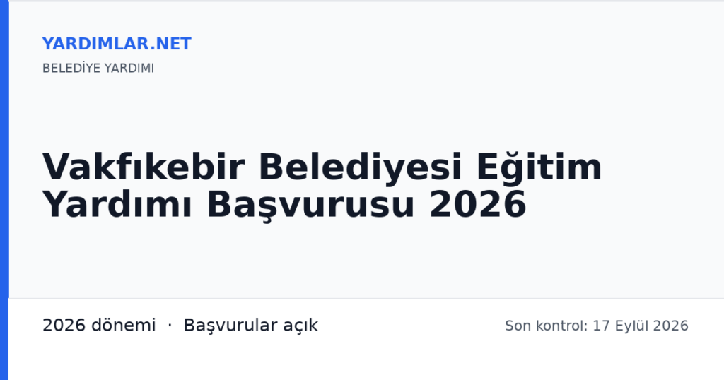 Vakfıkebir Belediyesi Eğitim Yardımı Başvurusu 2026